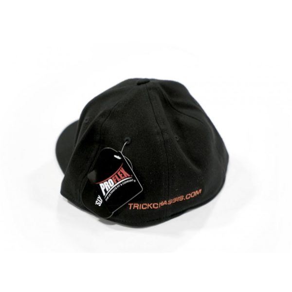 Trick Chassis website on back of black hat